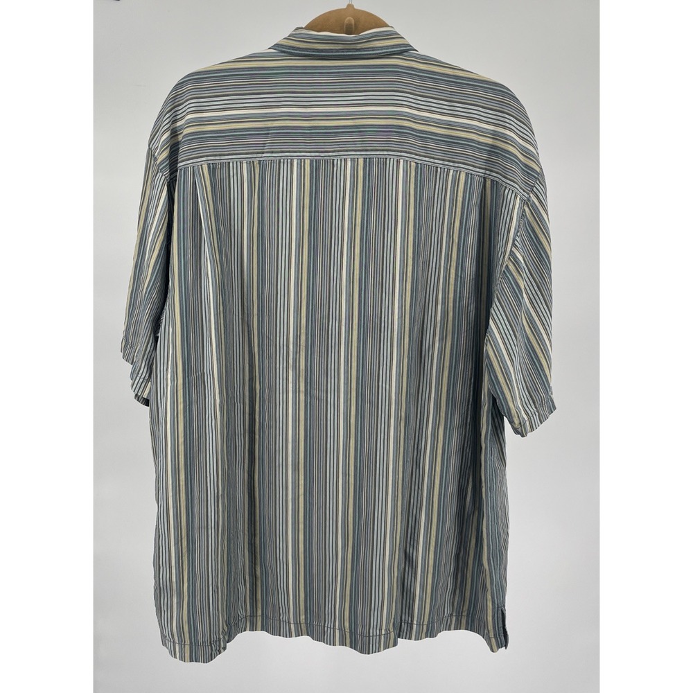 VINTAGE Tommy Bahama Shirt Mens XL Silk Striped Casual Short Sleeve Camp Button - Picture 4 of 7
